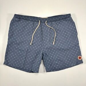 MOLLUSK Unlined Geometric Polka Dot 5.5" Swim Trunk Mens Large Blue Beach Surf